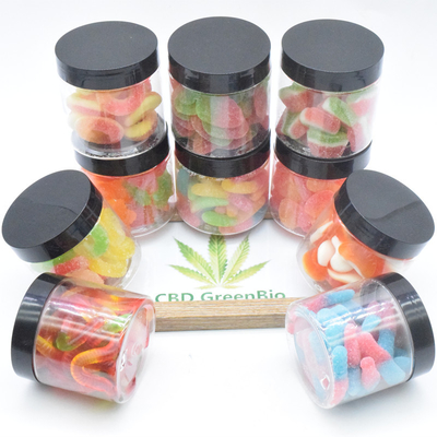 병 CBD 끈적거리는 복숭아 벨소리 당 삼 추출물 CBD 수면 고무 통증 응력 릴리즈 220g